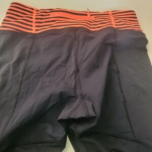 Lululemon Athletica Navy and Coral Striped Leggings